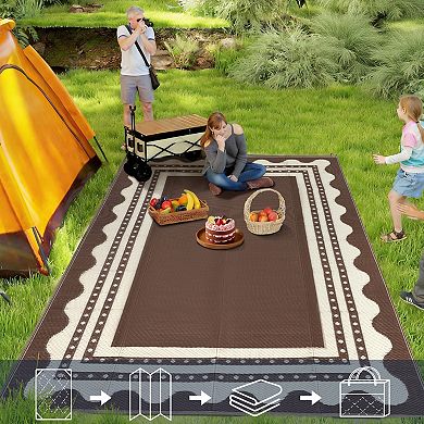 Outdoor Rug Waterproof for Patio, Reversible Modern Area Rug, Large Plastic Straw Mat for Camping