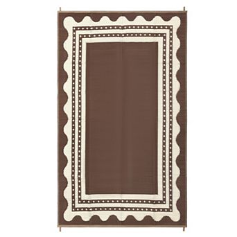 Outdoor Rug Waterproof for Patio, Reversible Modern Area Rug, Large Plastic Straw Mat for Camping