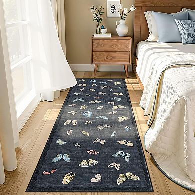 Butterfly Area Rug, No Slip Washable, Modern Butterfly Pattern Area Rug