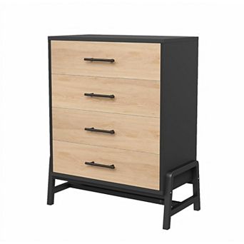 38.6" Tall 4-Drawer Dresser. A Freestanding Wood Storage Chest for Living Room, Bedroom, Entryway.