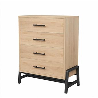 38.6" Tall 4-Drawer Dresser. A Freestanding Wood Storage Chest for Living Room, Bedroom, Entryway.