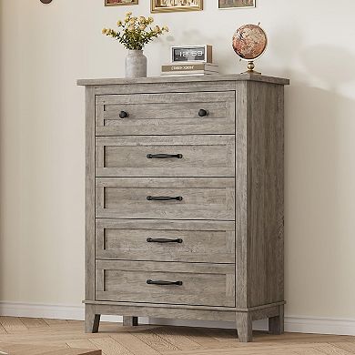 Vertical 4-Drawer Wood Chest: 34.8" Tall with Large Storage. A Freestanding Organizer for Any Room.
