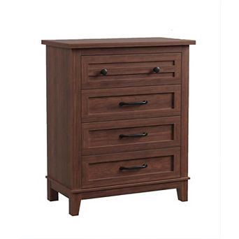 Vertical 4-Drawer Wood Chest: 34.8" Tall with Large Storage. A Freestanding Organizer for Any Room.