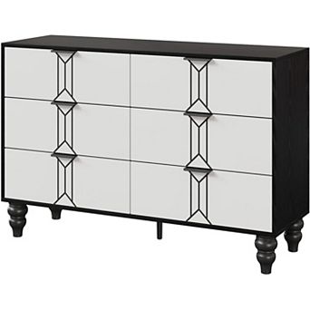 6 deep-drawer wooden dresser with vintage design for the bedroom.