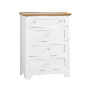 4-Drawer Nightstand with LED Night Light & Glass Top for Bedroom, Living Room, or Entryway.
