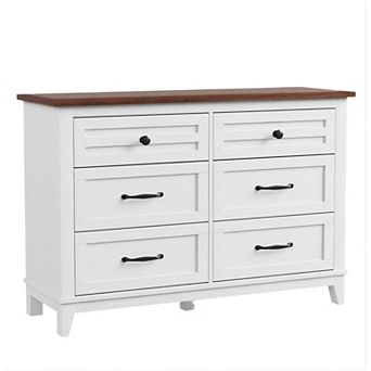 Tall Vertical 6-Drawer Wooden Chest. Freestanding Large Storage for Living Room, Bedroom.