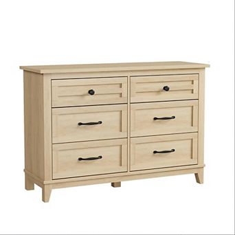 Tall Vertical 6-Drawer Wooden Chest. Freestanding Large Storage for Living Room, Bedroom.