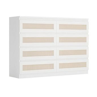 Modern 8-drawer rattan chest: a large farmhouse storage piece for any room.
