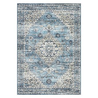 Washable Printed Area Rug, Non-Slip Stain-Resistant Farmhouse Carpet for Indoor Spaces