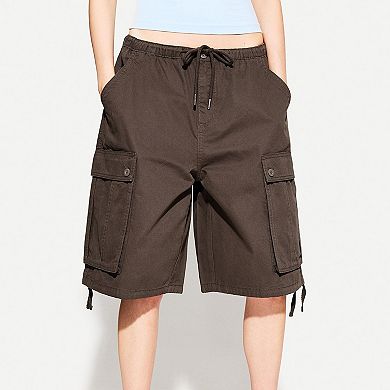 Women's Multi-Pocket Cargo Shorts Relaxed Fit Mid-Thigh Utility Shorts