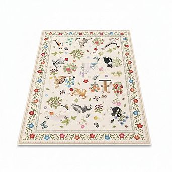 Modern Cat Print Rug,Washable,Non Slip,Stain Resistant Floral Throw Carpet,Low Pile
