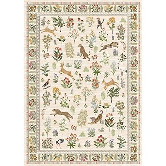 Floral Area Rugs for Living Room Washable Rug Non Slip Ultra Thin Boho Flower Indoor