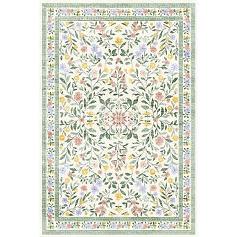 Floral Area Rugs for Living Room Washable Rug Non Slip Ultra Thin Boho Flower Indoor