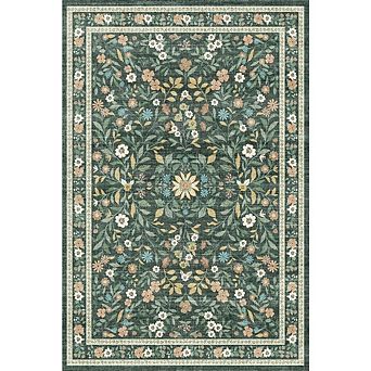 Floral Area Rugs for Living Room Washable Rug Non Slip Ultra Thin Boho Flower Indoor