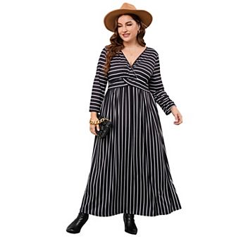 Women's Plus Size Maxi Dress V Neck Tiered Flowy Long Dresses