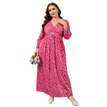 Women's Plus Size Maxi Dress V Neck Tiered Flowy Long Dresses