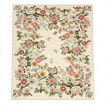 Floral Area Rug,Non Slip,Washable,Low Pile,Ultra-Thin Carpet