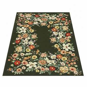 Floral Area Rug,Non Slip,Washable,Low Pile,Ultra-Thin Carpet