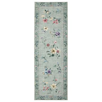 Farmhouse Living Room Rug, Washable Boho Floral Rugs with Non Slip Rubber Backing, for Bedroom