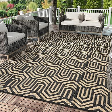 Outdoor Rug, Reversible Patio Mat Waterproof, Plastic Straw Area Rug for Patio, Deck, Balcony