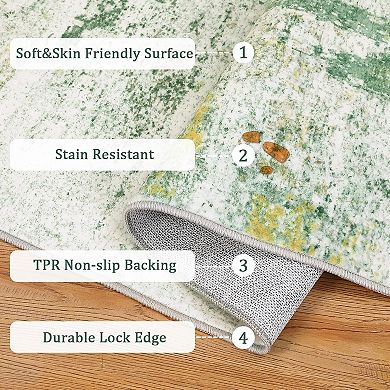 Large Washable Area Rug Indoor Low Pile Carpet Area Rugs Non Slip Stain Resistant