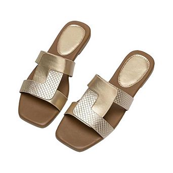 Women's Criss-Cross Leather Dressy Flat Sandals