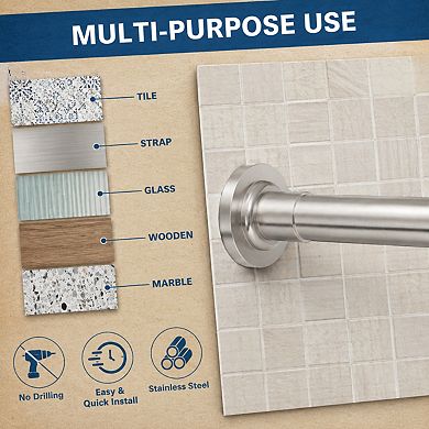 Adjustable Stainless Steel Tension Rod No Drilling Telescoping For Bathroom Windows