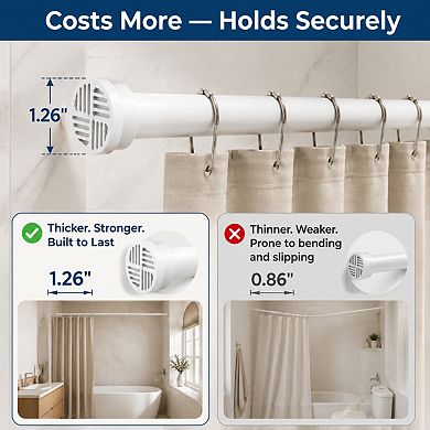 Heavy Duty Tension Shower Curtain Rod No Drill Adjustable Non Slip Rust Resistant