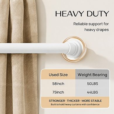 Heavy Duty Tension Shower Curtain Rod No Drill Adjustable Non Slip Rust Resistant