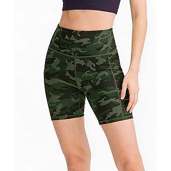 Women's High Waisted Printed Yoga Shorts with Pockets Quick-Dry Athletic