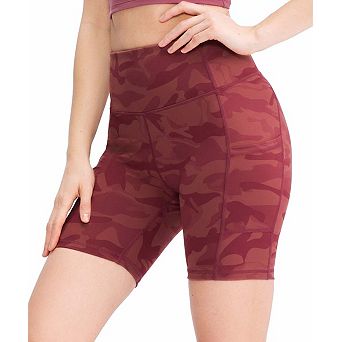 Women's High Waisted Printed Yoga Shorts with Pockets Quick-Dry Athletic