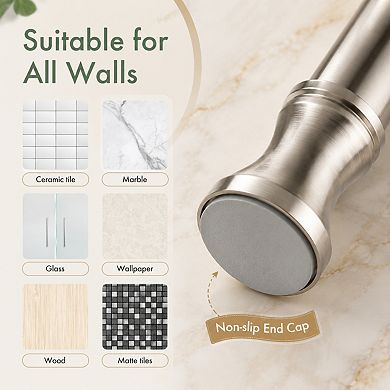 Nickel Rust Resistant No Drill Adjustable Tension Shower Curtain Rod 26 42 Inches