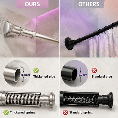 Nickel Rust Resistant No Drill Adjustable Tension Shower Curtain Rod 26 42 Inches