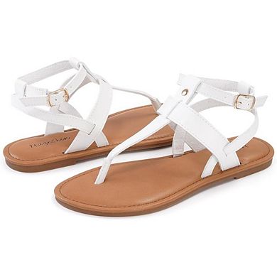 Women's Memory Foam T-Strap Sandals Adjustable