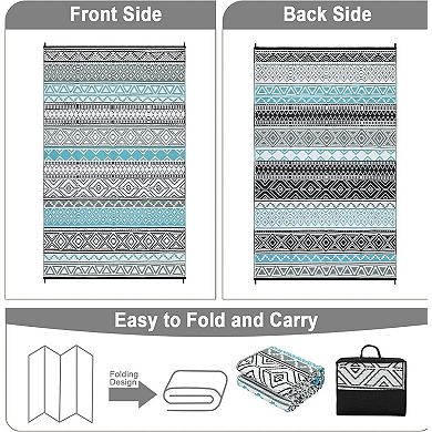 Outdoor Patio Rug Waterproof Plastic Straw Rug, Reversible UV Resistant,Foldable Camping Carpet