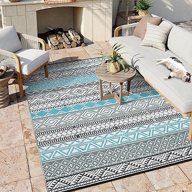 Outdoor Patio Rug Waterproof Plastic Straw Rug, Reversible UV Resistant,Foldable Camping Carpet