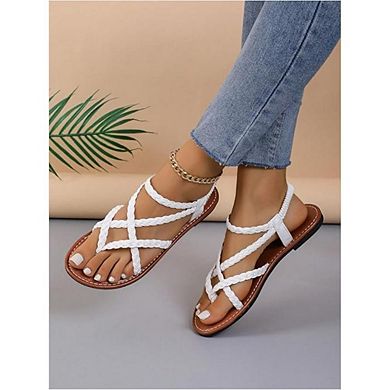 Women's Braided Ankle Strap Flat Sandals