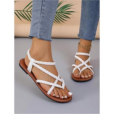 Women's Braided Ankle Strap Flat Sandals