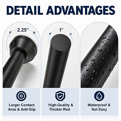 Adjustable Tension Shower Curtain Rod No Drilling Rust Resistant Anti Slip