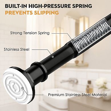 Adjustable Stainless Steel Tension Shower Rod No Drill Heavy Duty Multi Use