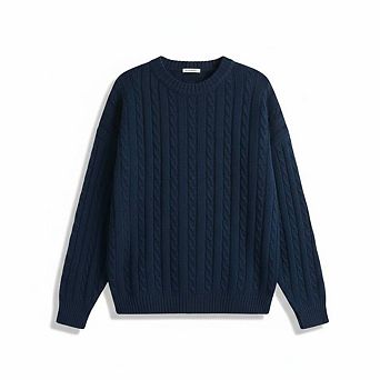 Thick Twisted Button Rope Drop Shoulder Sweater