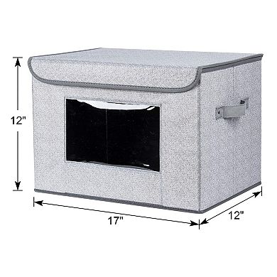 Fabric Foldable Storage Boxes with Lids Stackable Closet Organizers