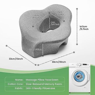 Face Down Pillow Massage Headrest Memory Foam Dual Holes