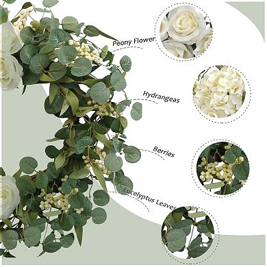 20" Hydrangea Spring Wreath Artificial Peony Wedding Mother Festival