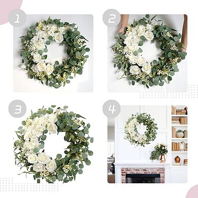 20" Hydrangea Spring Wreath Artificial Peony Wedding Mother Festival