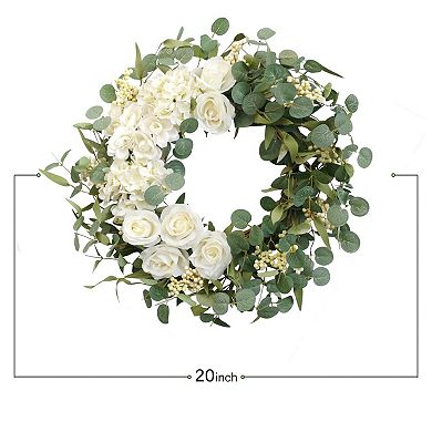 20" Hydrangea Spring Wreath Artificial Peony Wedding Mother Festival