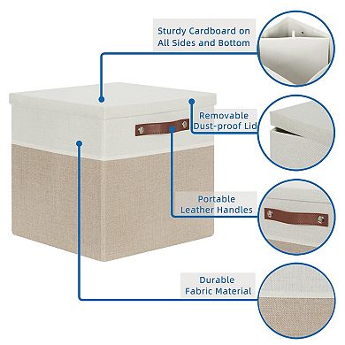 Fabric Cube Storage Bins with Lids Decorative Foldable Closet Organizers