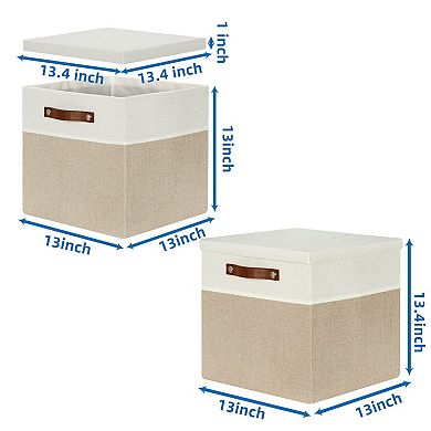 Fabric Cube Storage Bins with Lids Decorative Foldable Closet Organizers