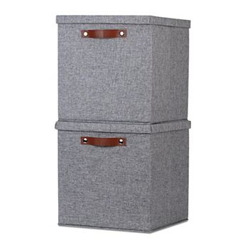 Fabric Cube Storage Bins with Lids Decorative Foldable Closet Organizers