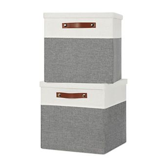Fabric Cube Storage Bins with Lids Decorative Foldable Closet Organizers